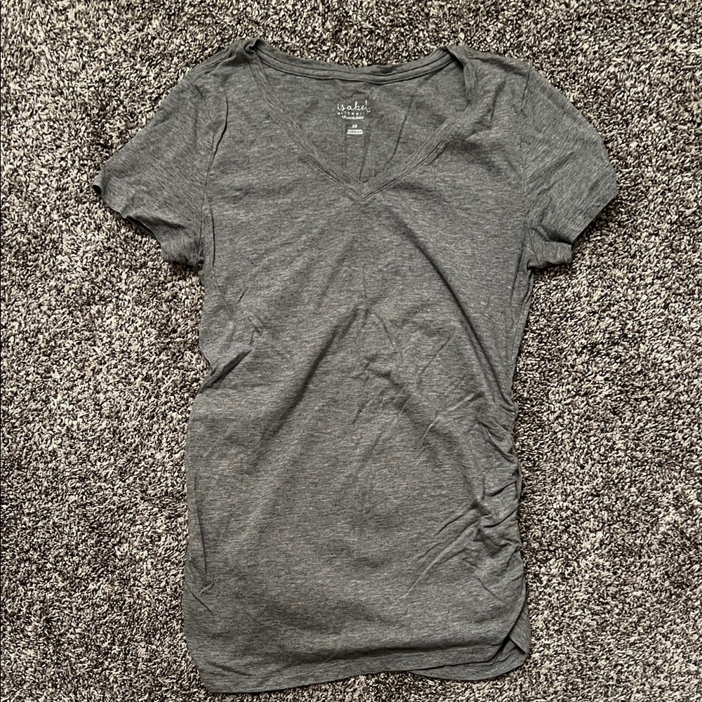 Isabel Maternity by Ingrid & Isabel Gray Short Sleeve V-Neck Tee